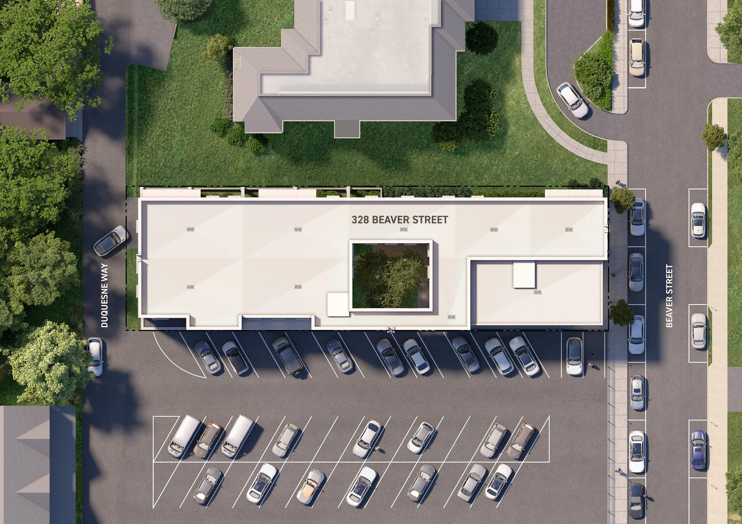 Site plan for the 328 Beaver development with labels.