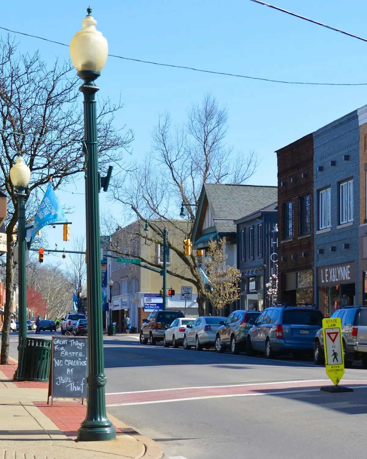 A charming street scene in Sewickley village